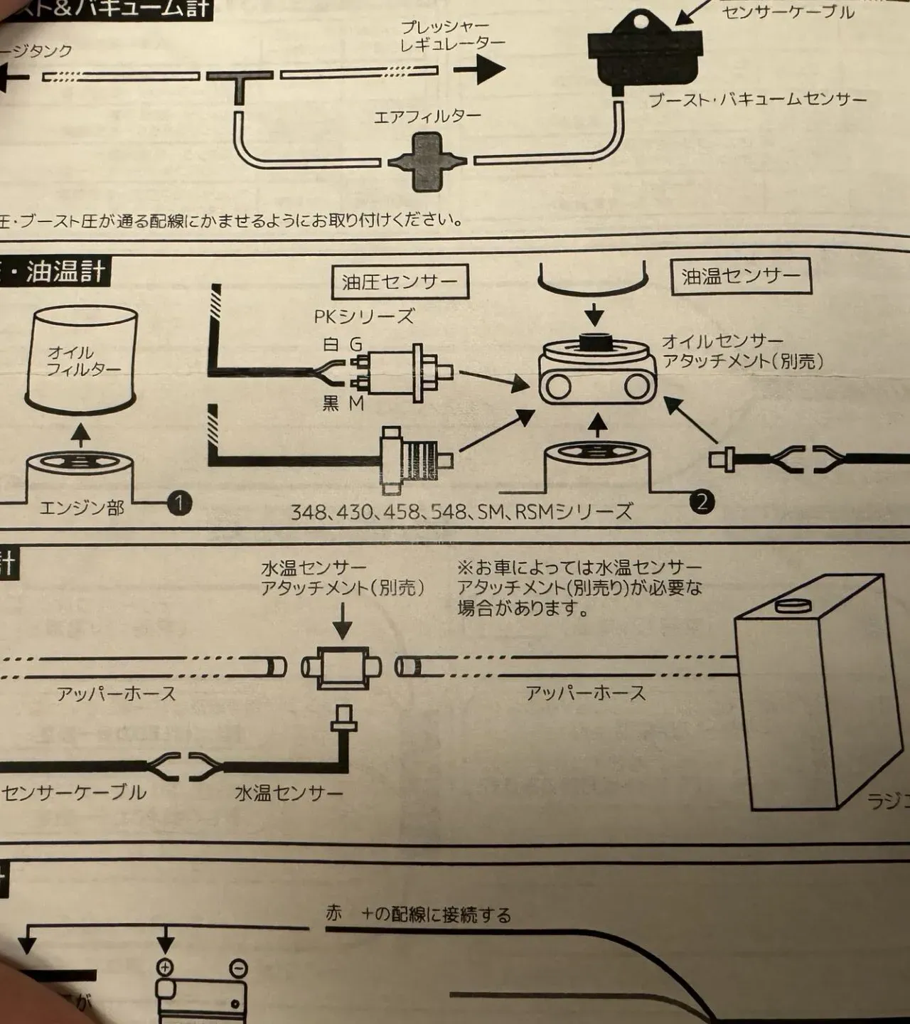 ZC33Sに3連メーター取り付け水温計・油温計・油圧計の設置方法 - 画像6